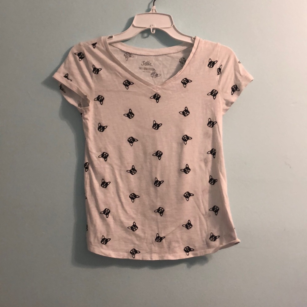 white justice dog shirt